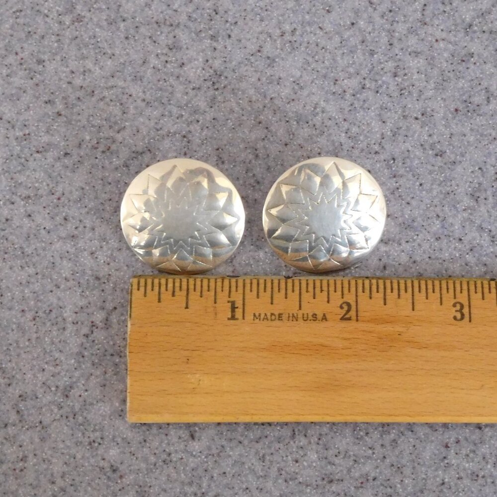 silver sunburst pierced earrings